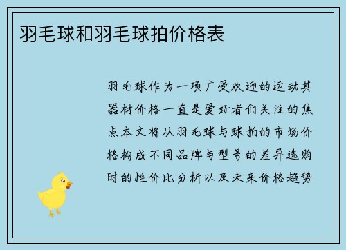 羽毛球和羽毛球拍价格表