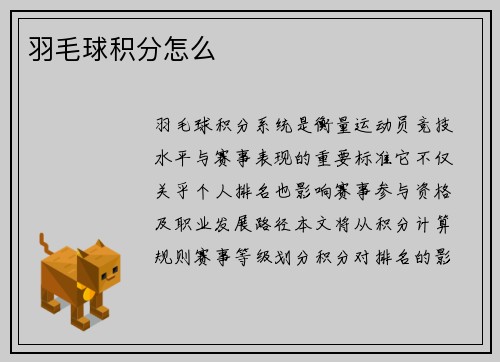 羽毛球积分怎么